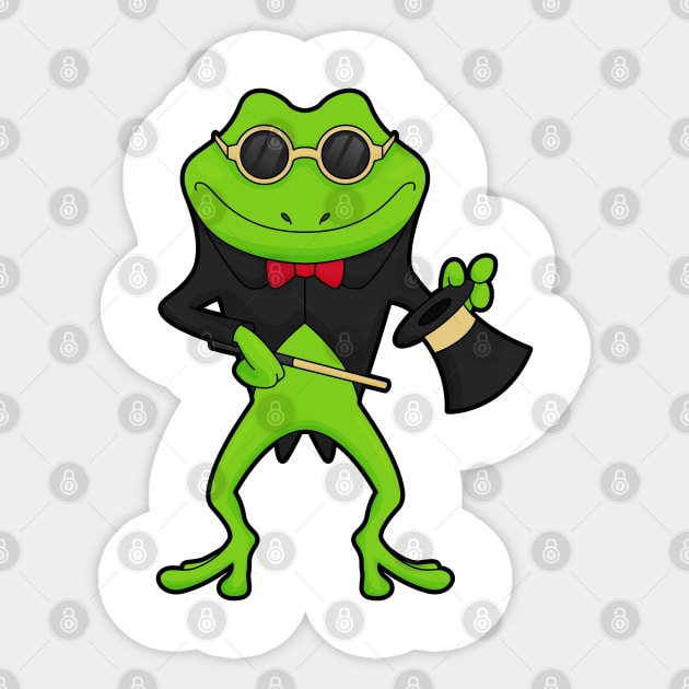 Frog as Magician with Magic wand & Hat Sticker by Markus Schnabel